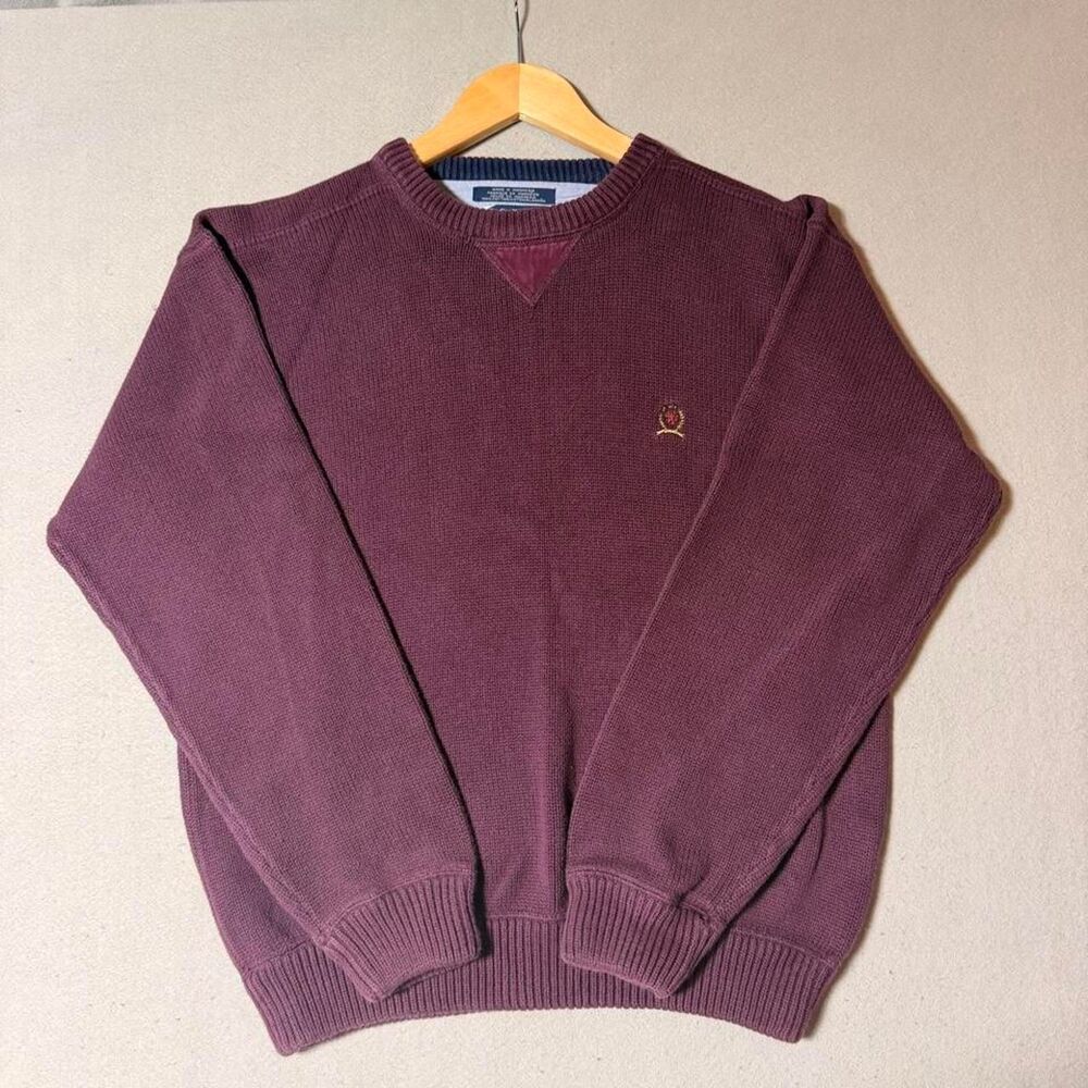 Tommy-hilfiger Men's Burgundy and Brown Jumper